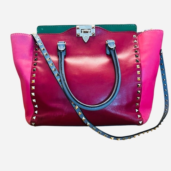 Valentino Garavani Rockstud Multicolor Medium Tote | Leather | Color Block - Picture 6 of 16